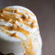 Closeup of the Banana Pudding Parfaits with Salted Bourbon Caramel