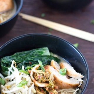 miso soup ramen bowl using leftovers