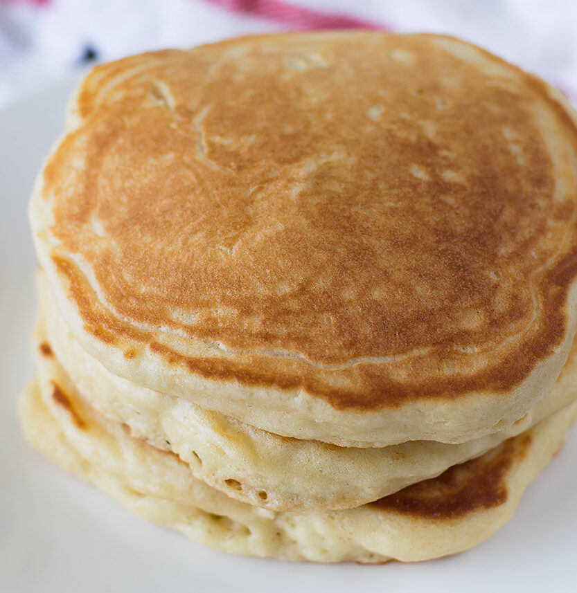 Pancakes on a white plate