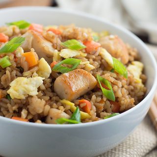 This Garlic Chicken Fried Rice recipe is exactly what you need for that leftover rice and that one last chicken breast in the fridge to create a new meal and avoiding a grocery store run!