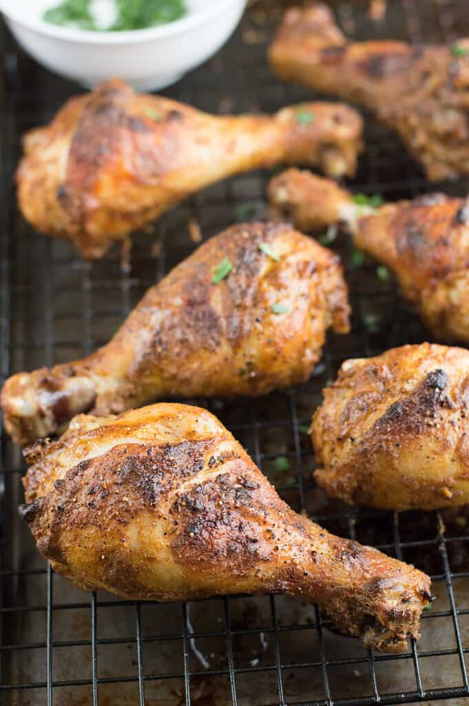 These Tandoori Inspired Roasted Chicken Legs are crispy, seasoned with delicious Indian spices, and can be grilled or roasted.