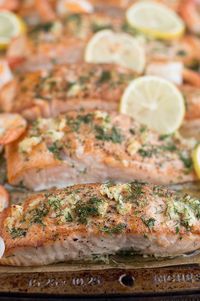 Seared Salmon and Shrimp with Creamy Dijon Dill Sauce