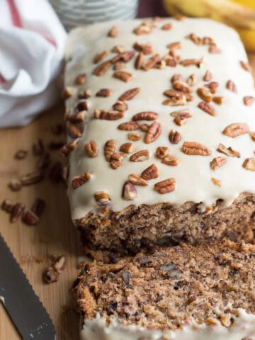 Sour Cream Banana Bread with Toasted Pecans served