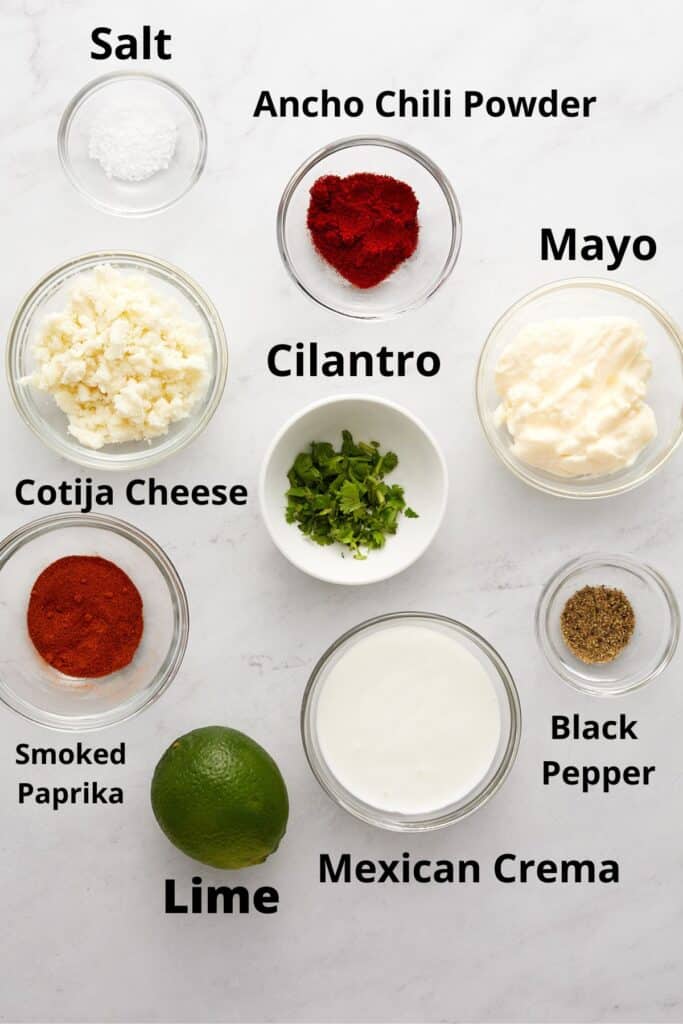 Recipe ingredients for oven elotes mexican street corn