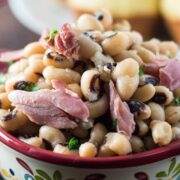 Closeup of the Southern Spicy and Smoky Souther Black Eyed Peas served to the table