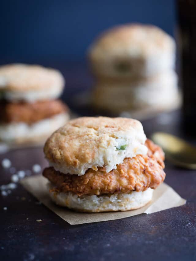 Fried Chicken Jalapeno Cheddar Biscuits