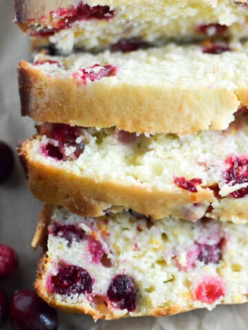 Sliced cranberry orange bread