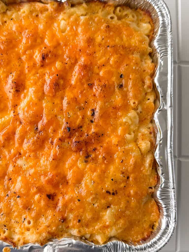 Cooked Macaroni and Cheese in Foil Pan