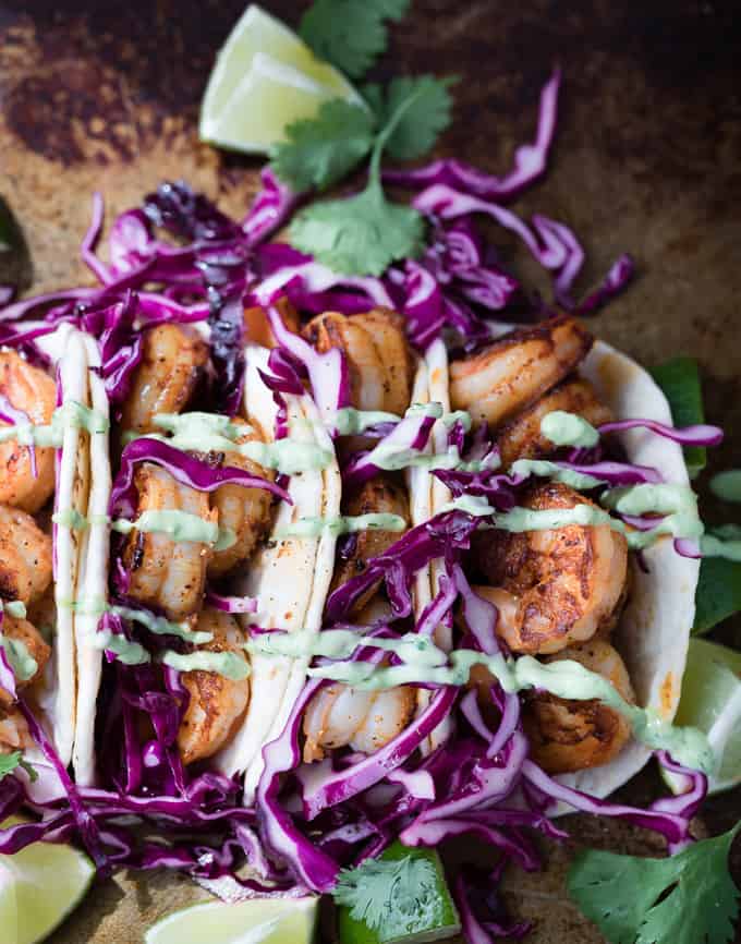 shrimp tacos with avocado ranch 