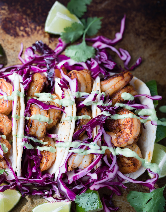 shrimp tacos with avocado ranch