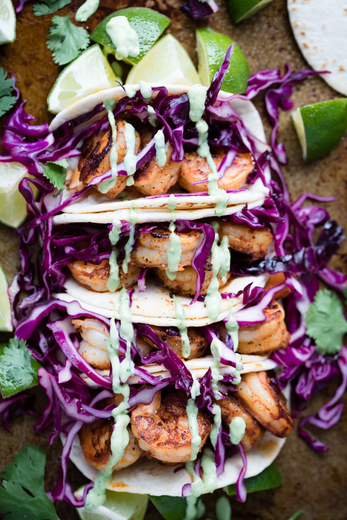 shrimp tacos with avocado ranch