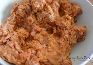 Ground Mexican sausage mixed with all other ingredients