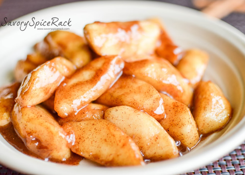 Closeup of the Brandied Cinnamon Apples or Cinnamon Apples with Brandy looking extra yummy