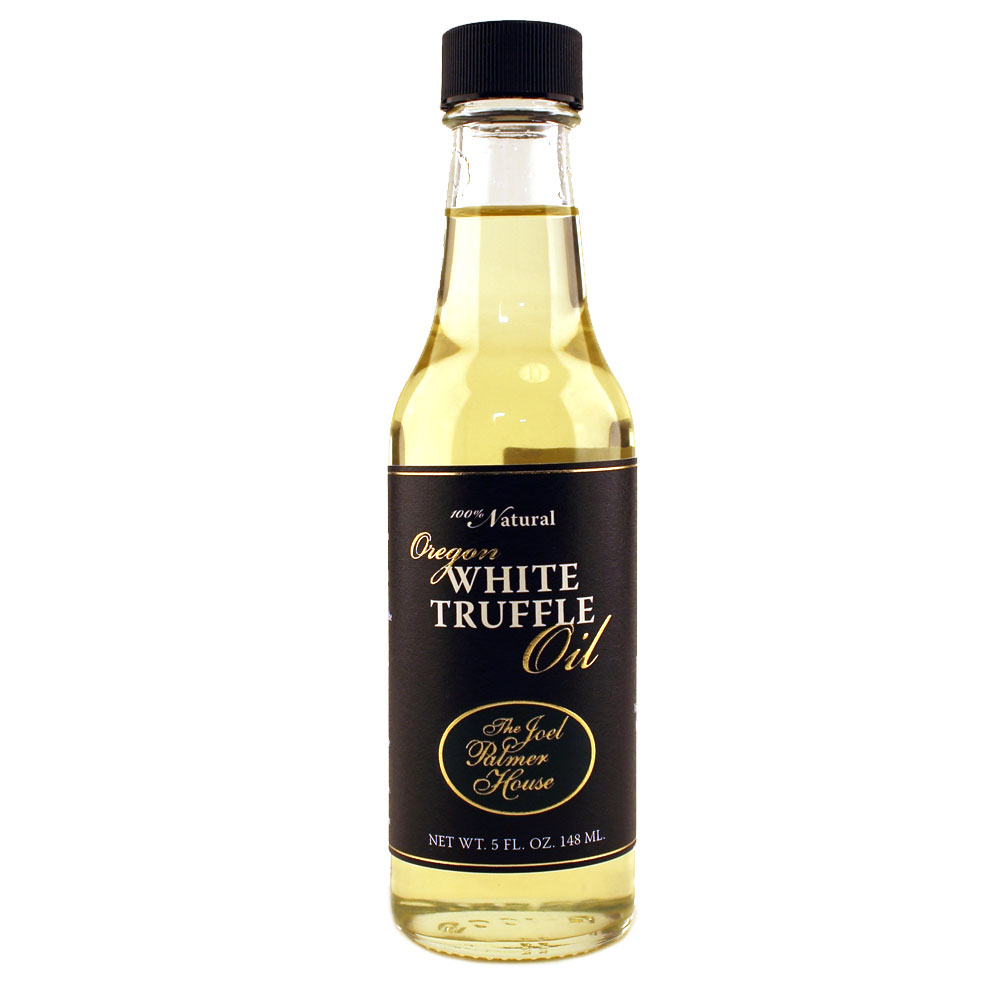 Oregon White Truffle Oil in a small bottle with a black cap